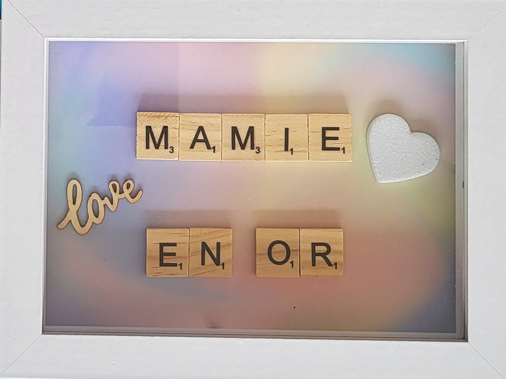 Cadre Scrabble Mamy/Papy en Or Petit