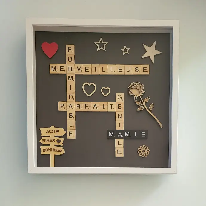 Cadre Scrabble XL Merveilleuse Mamie/Tatie/Marraine