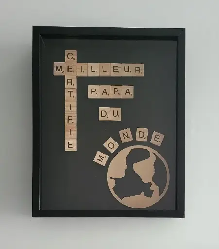 Cadre Scrabble (Rectangle) Certifié Meilleur Papa