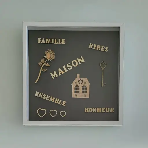 Cadre Lettres XL Maison Famille Bonheur