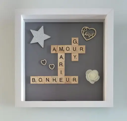 Cadre Scrabble Amour - Bonheur - Noms